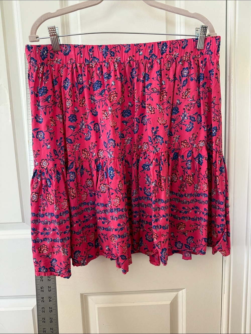 Source Unknown Bright Pink Floral Tiered Mini Skirt
